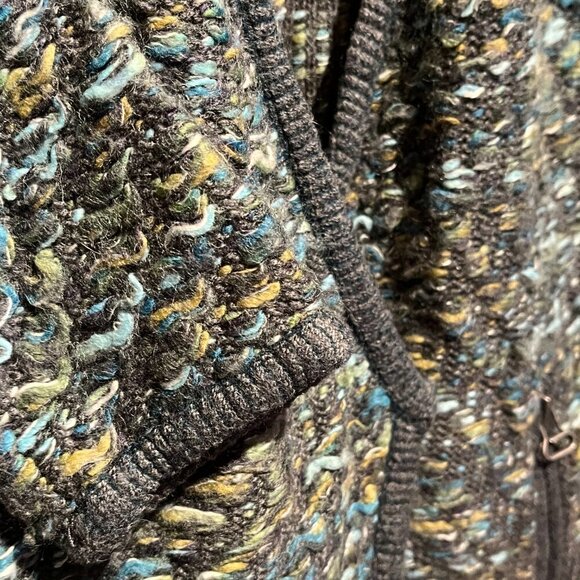 Anthropologie Moth Keavey Jacquard Wool Mohair Chunky Green Cardigan - Picture 4 of 12